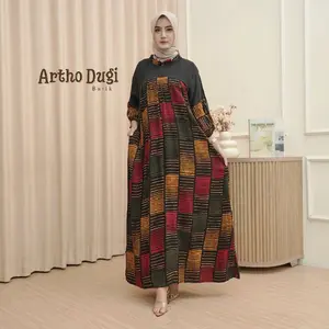 Dress Batik Modern Graduation Elegant Rayon Premium Busui Wanita Casual Maxi Dress Batik Lengan Panjang All Size LD ️110 cm Kain Nyaman Baju Santai Motif Gaun Model Kekinian Batik Cap Asli