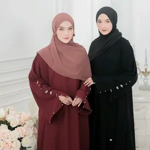 Gamis Syari Najmi Abaya Wanita Bahan Jetblack New Forza Flowy Elegant Busui Wudhu Friendly