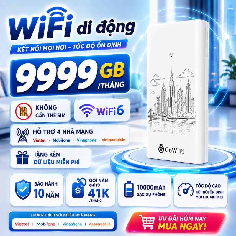 Bộ phát wifi kiêm sạc dự phòng , không cần thẻ SIM, dùng thử miễn phí 3 ngày dữ…