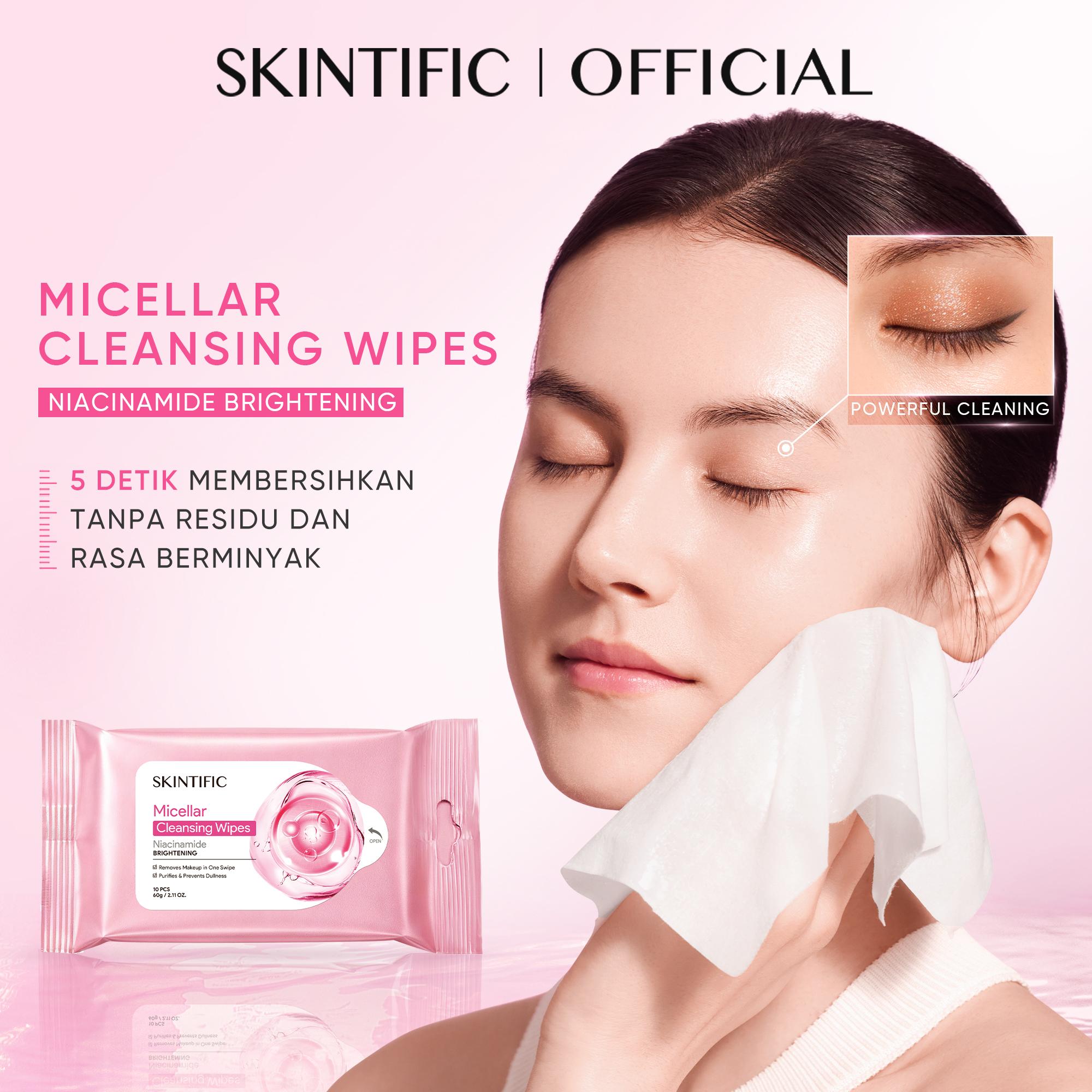 [NEW LAUNCH]  SKINTIFIC | Micellar Cleansing  Wipes/Cleansing  Tissue- 10 Sheets | -Cleansing Tissue Makeup Remover Wipes Niacinamide Brightening & Centella Acne Care