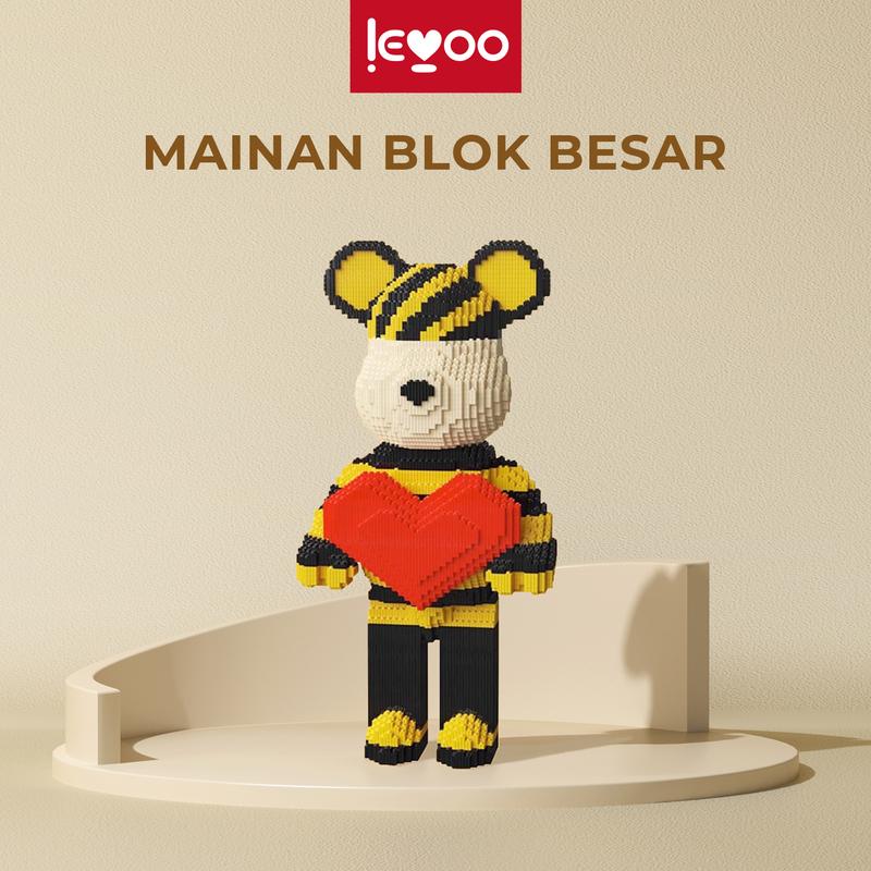 LOVE Mainan blok penyusun partikel plastik berbentuk beruang lucu ekstra besar Permainan Hadiah Gift Set Girls Boys bricks jumbo bricks jumbo Kado Toys nano blocks 1