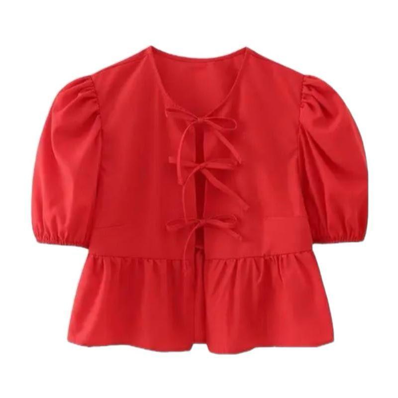 Blouse Zea Anak Perempuan Aksen Pita Cantik/ Atasan Anak Perempuan Polos Simple Fashion Trendy