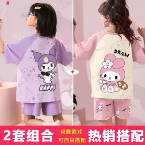 setelan baju santai lengan pendek anak cewek motif gemes size S M L XL XXL