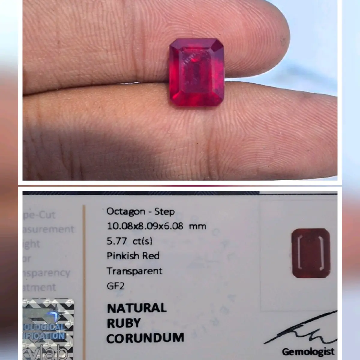 Batu Natural Ruby Corundum Plus Memo Lab