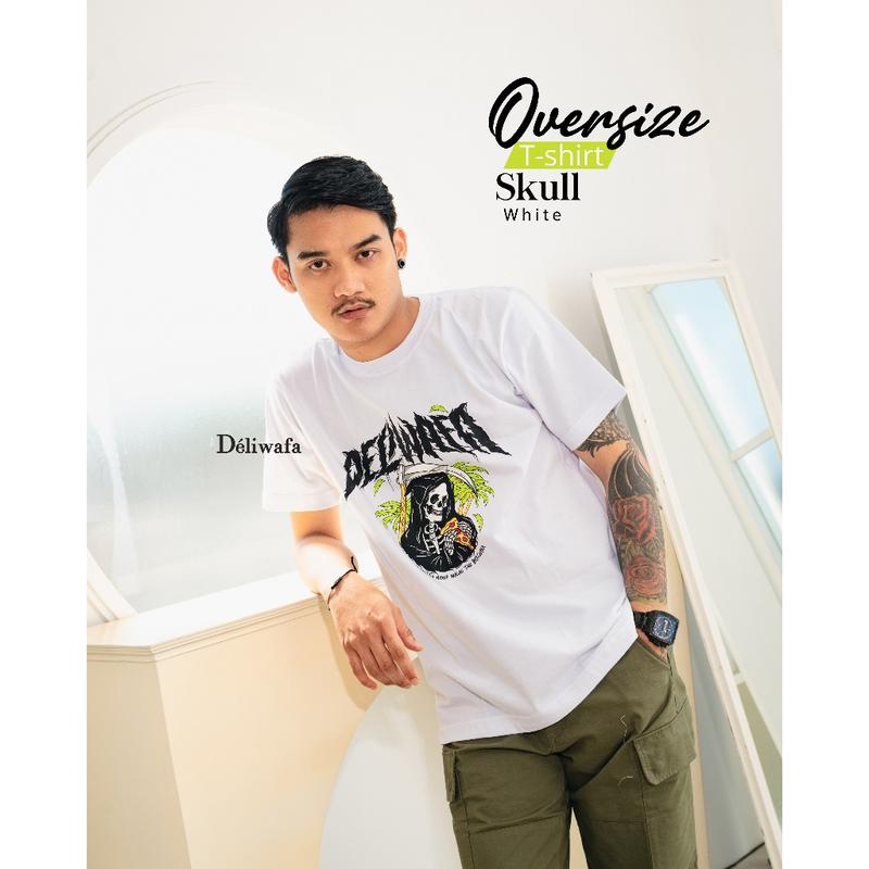 Special offer Original Deliwafa - Oversize Unisex T-Shirt Deliwafa Skull Combed Katun Special offer Distro Hitam 1