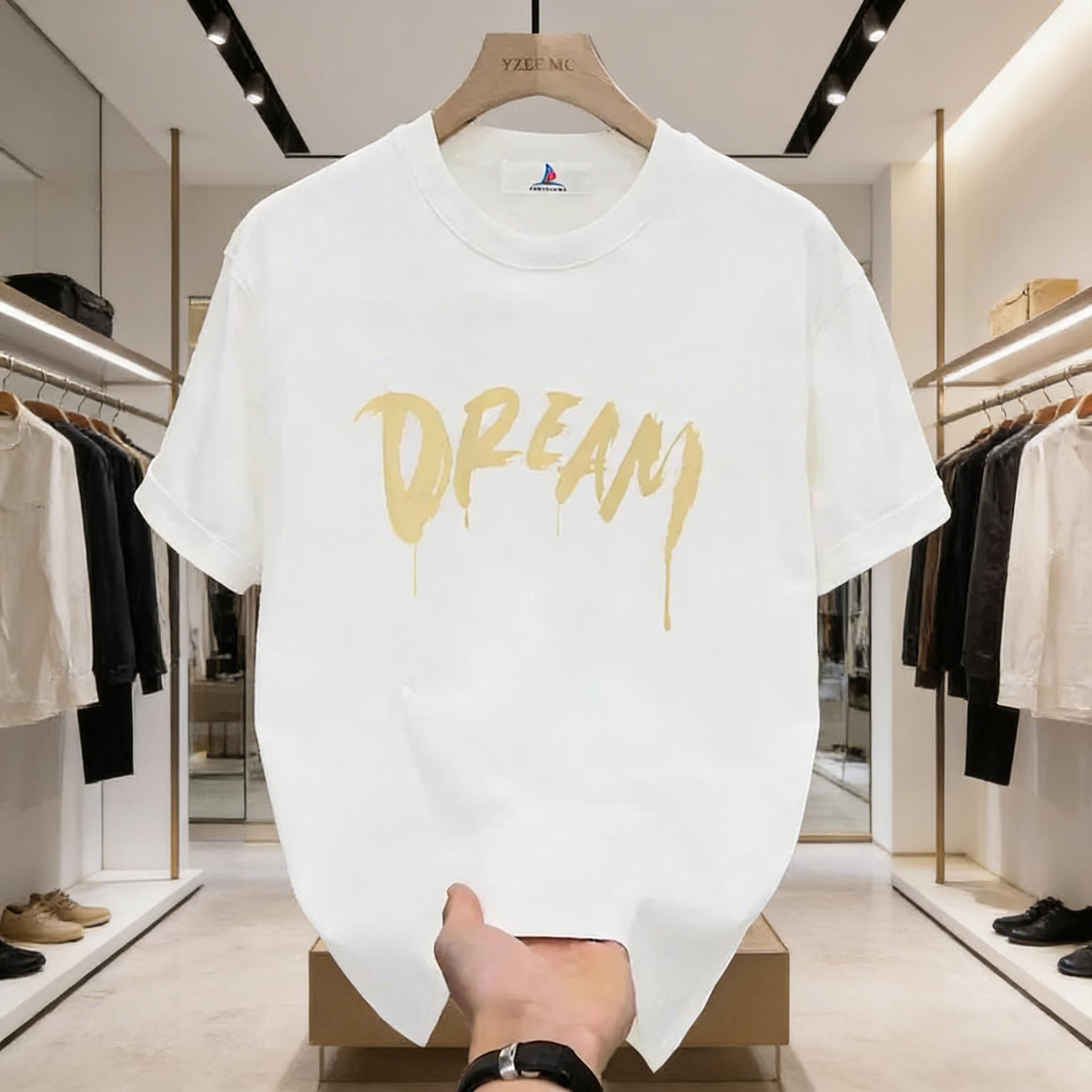 【Tren TikTok 】baju trend lebaran 2026 laki laki KAOS Katun Fashion Pria Tee Print Desain "DREAM", Gaya Korea T-SHIRT Nyaman & Bernapas Wanita Tidak Menerawang