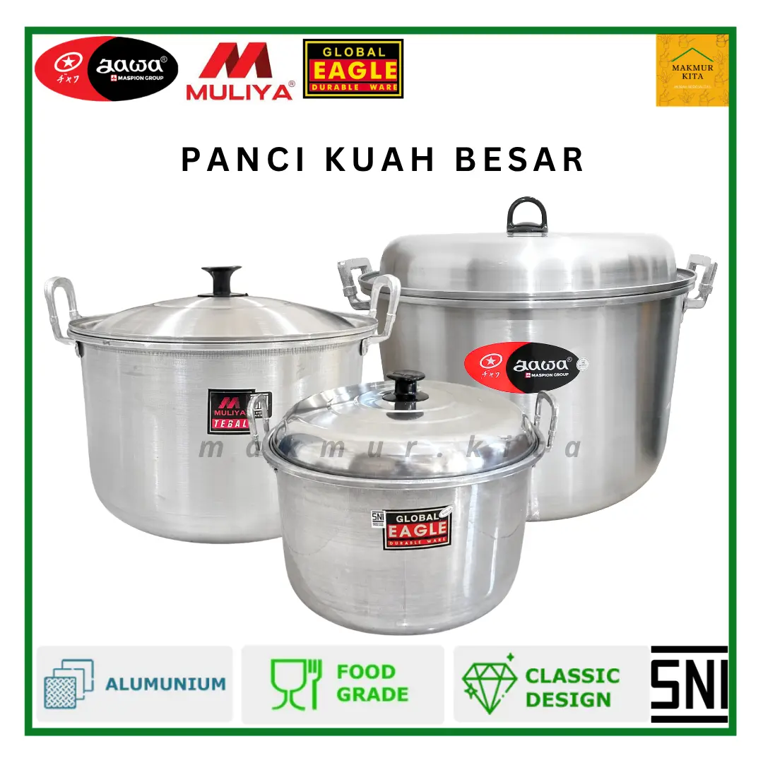 Panci Besar Kuah Rebus 36 40 45 50 55 60 CM Aluminium Jawa Maspion / Muliya Panci Jumbo Masak Sayur Sop Rebus Air Global Eagle