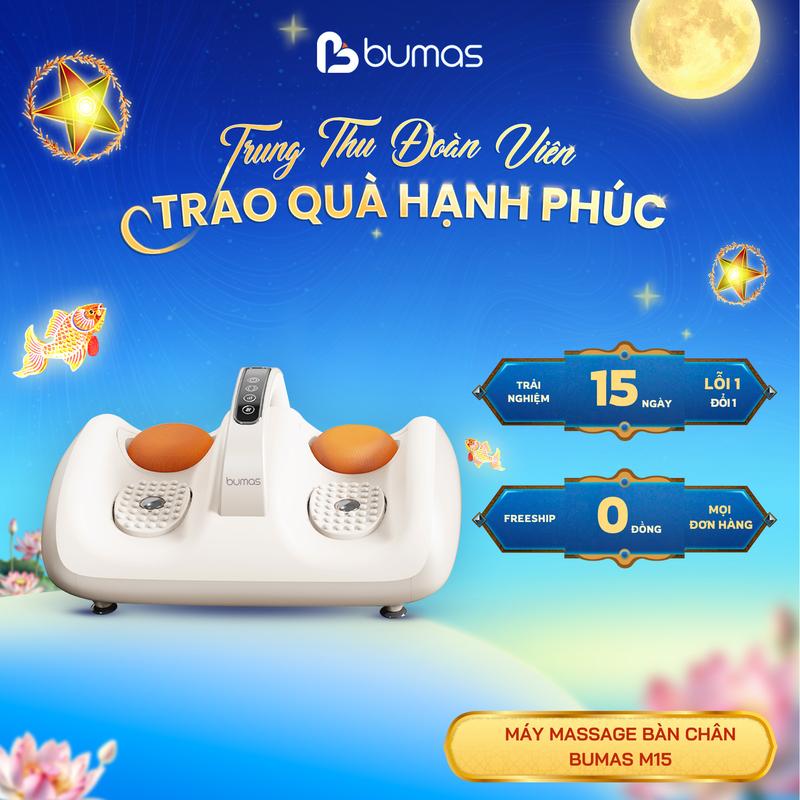 Máy Massage Bàn Chân BUMAS M15 - Massage Rung Bấm Huyệt, Chườm Ấm Ánh Sáng Đỏ