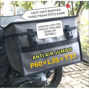 Tas Motor Anti Air Jumbo P60xL35xT37 Semi Kulit Tahan Air dengan Tali Webbing/Gesper untuk Motorcycle dan Kurir