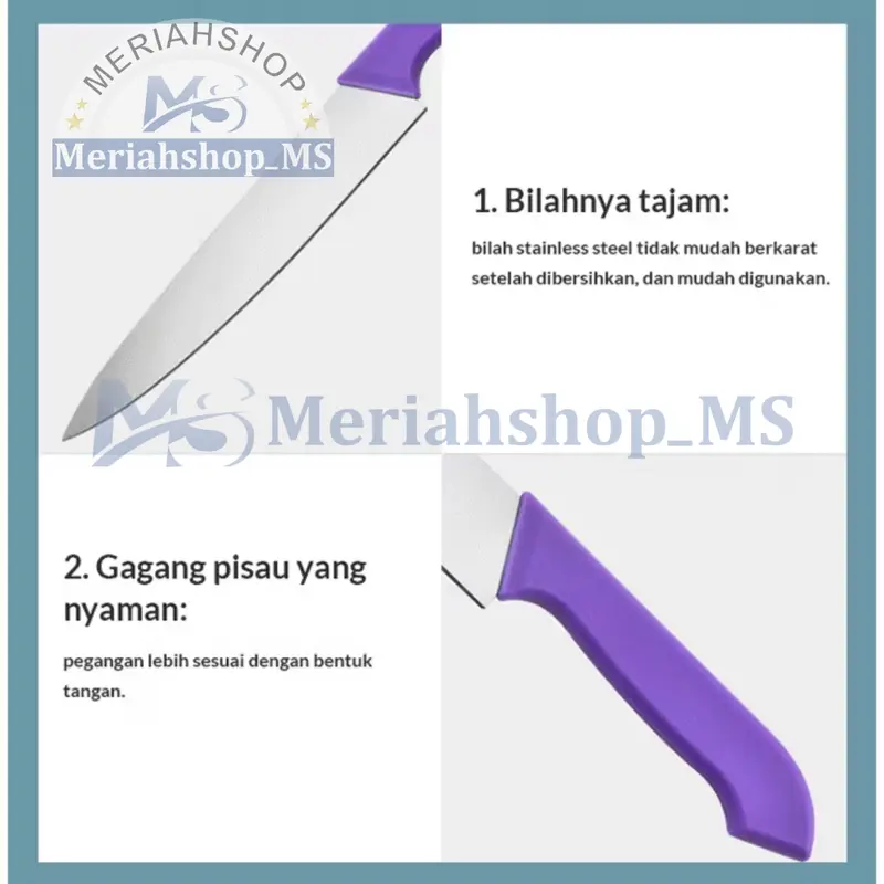 MERIAHSHOP Pisau Set Telenan Talenan Warna 5 in 1 Cutting Board Pisau Gunting Dapur Koki Masak Stainless Steel Anti Karat 6