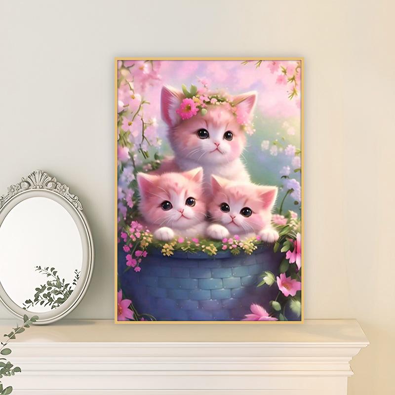 Product Introduction of 【KS】Upgraded canvas Cute anime cartoon cat 5d Diamond Painting set Full Diamond Living Room PasteDiamond Cross Stitch Bedroom Dining Room Diamond Embroidery Home Decoration 30x40cm 28