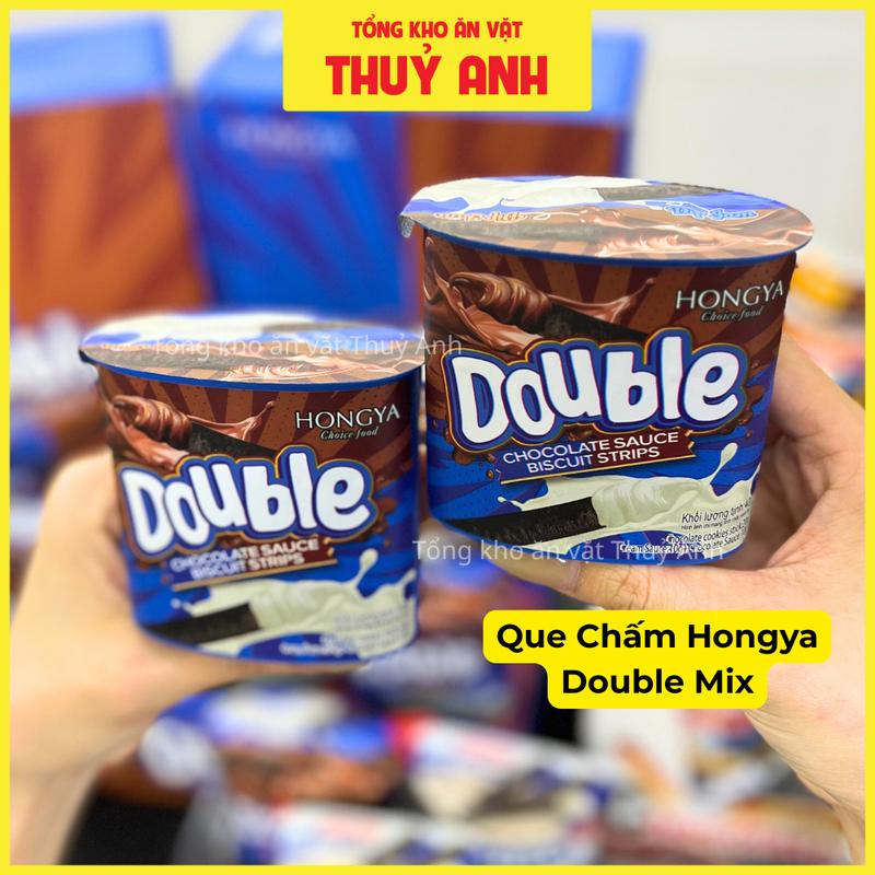  Hộp 12 Cốc Bánh Quy Que Chấm Hongya Double Mix Socola Và Vani - Nội Địa Trung - Cốc 40g 