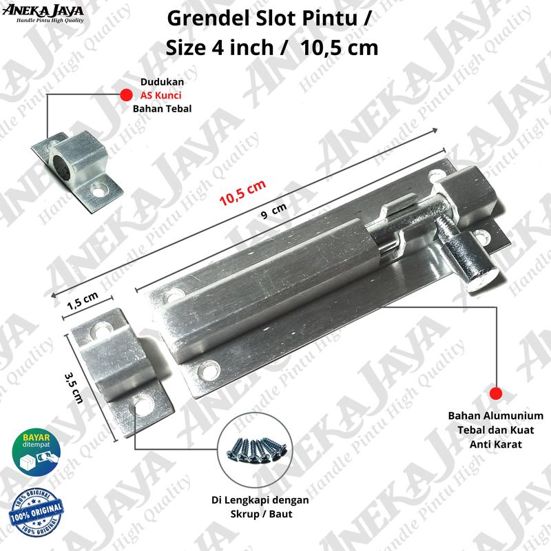 Grendel Slot Pintu Jendela 4 Inch l 10,5 cm l Selot alumunium aloy awet kuat dan tahan lama 0