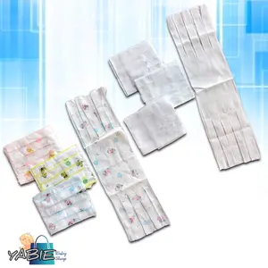 6pcs Gurita Tali Bayi Newborn Putih Motif & Polos