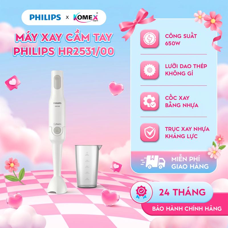 Máy xay cầm tay Philips HR2531/00 Tháo lắp tiện lợi Dung tích cốc 0.5 Lít