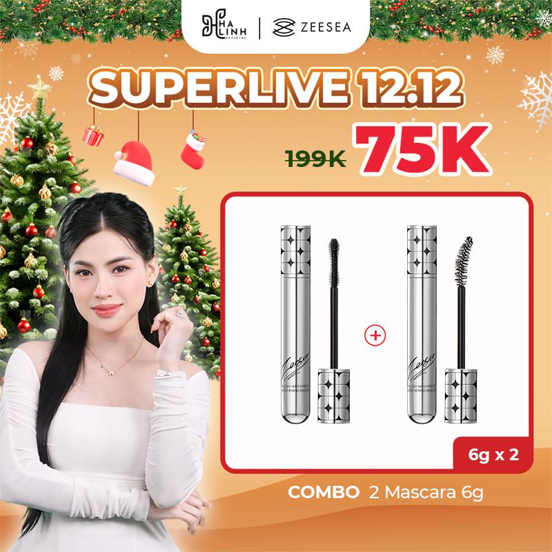 "CFV"[VÕ HÀ LINH x ZEESEA] COMBO 2 Mascara Không Thấm Nước, Zeesea, Lâu Trôi 36H, Chống Nhòe, Làm Dài, Làm Đầy Lông Mi Sợi, Uốn Cong, Thích Hợp Để Trang Điểm Mắt, Chống Mồ Hôi 6gx2