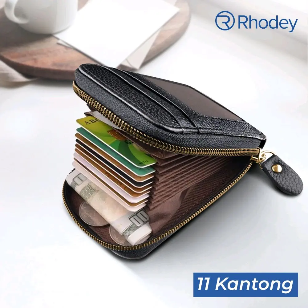 Rhodey Dompet Kartu Travel Bahan Kulit PU Multifungsi - HF033 - Black
