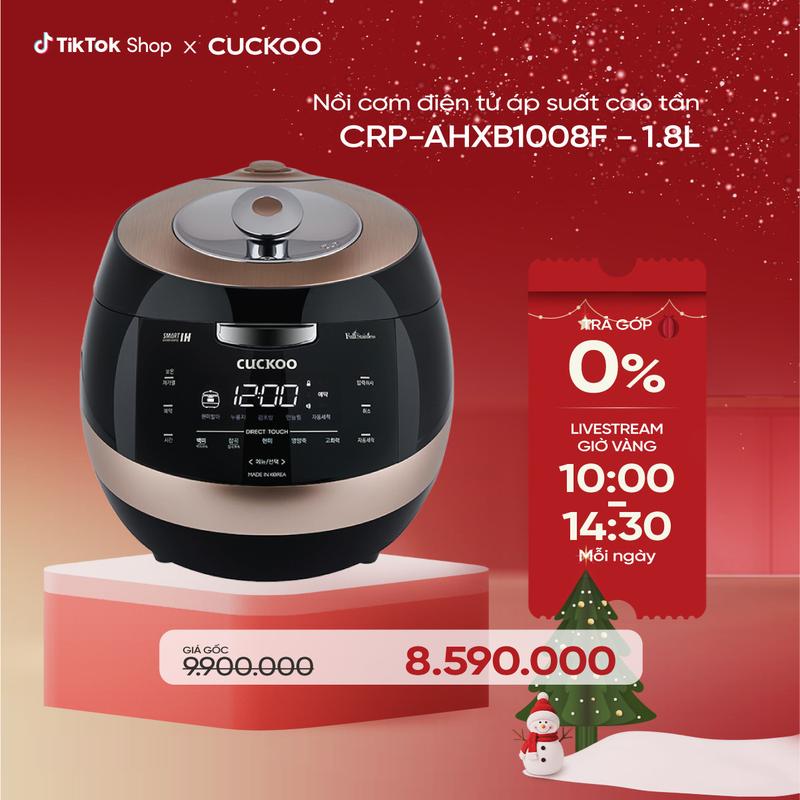  Nồi cơm điện tử áp suất cao tần Cuckoo 1.8L CRP-AHXB1008F - Lòng nồi phủ men Xwal độc quyền - Bảng điều khiển thông minh - Nhiều chế độ nấu ăn - Sản xuất tại Hàn Quốc - Phiên bản Quốc tế - Hàng chính hãng 