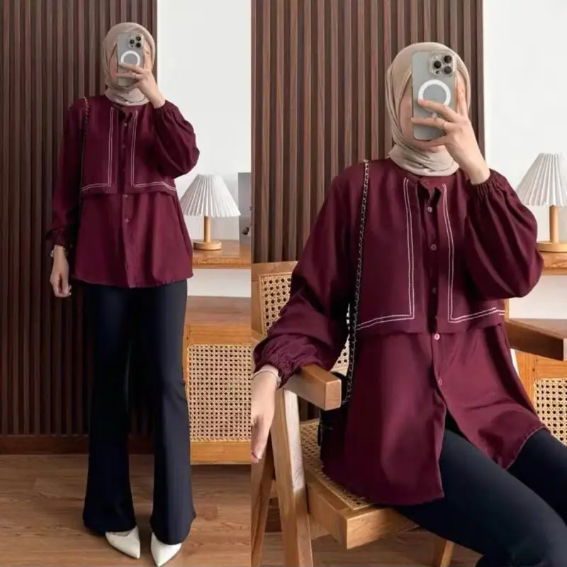 ￼Atasan Wanita TRIANA BLOUSE Katun Bordir (L, XL)