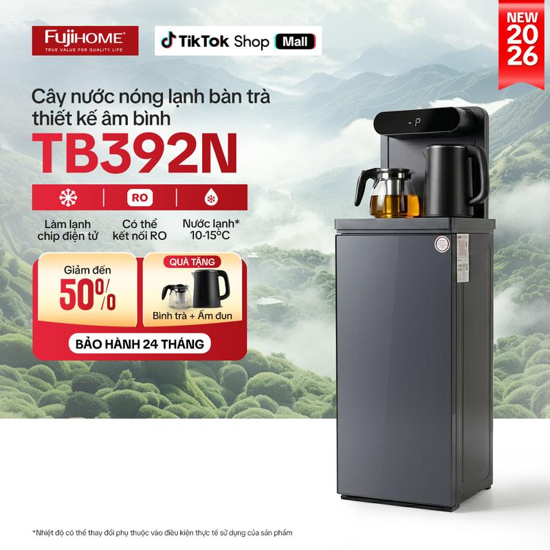 Cây nước nóng lạnh kết hợp bàn pha trà, cafe Fujihome TB392N (dùng bình 20 lít hoặc lấy nước trực tiếp từ máy lọc nước)