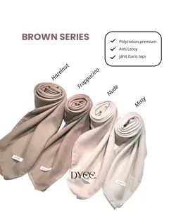 Dyee Hijab Plain Square Premium Double Hycon - Hijab Pollycotton Premium Jahit Tepi / Hijab Segi Empat Anti Letoy [BROWN]