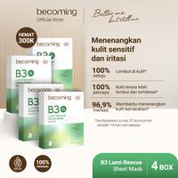 Gambar 【4 BOX CUMA 300K】 becoming B3 Sheet Mask 2% Niacinamide & Alpha Arbutin | Bundle Isi 4 box | Masker Wajah | Cairan Essence Sheet Mask | Face Mask | Facial Mask untuk Mencerahkan Muka | Glowing | Kulit Wajah Bercahaya | Menutrisi | Menenangkan | - Lumi-Hydra 4 box dari becoming Indonesia Kab. Tangerang 5 Tokopedia