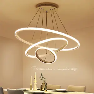 Lampu Gantung Minimalis LED 3 Ring Modern   Lampu Gantung 3 Warna  Ruang Tamu Kamar tidur Hitam Besi