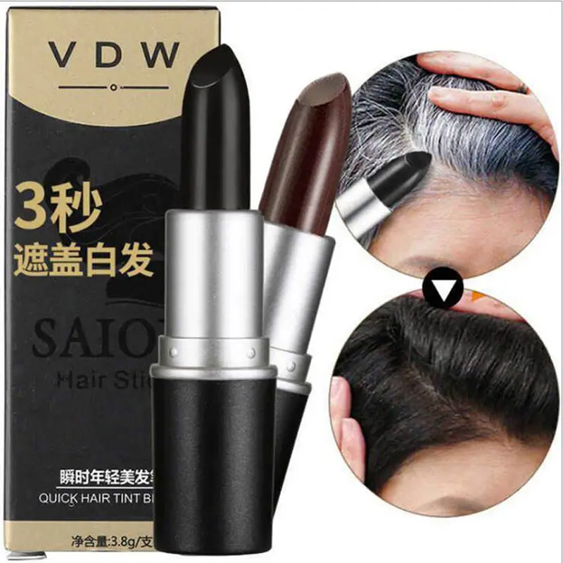 Pen pewarna sementara pakai buang, untuk menutup rambut putih, gaya gincu, pewarna rambut sementara hitam