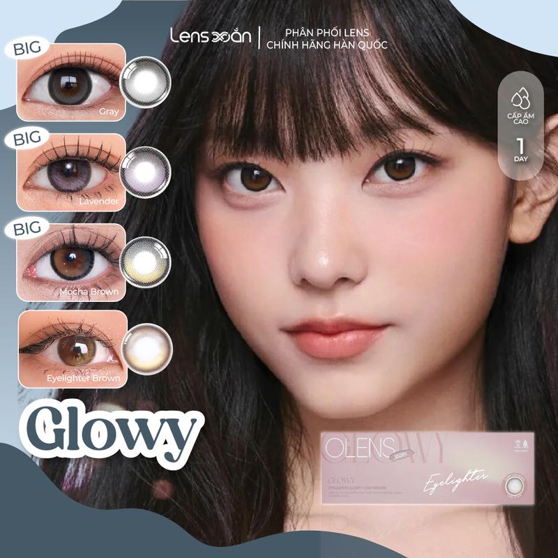 LENS 1 NGÀY sáng nhẹ LENS XOẮN lens highlight có viền phủ bóng mắt to long lanh OLENS GLOWY