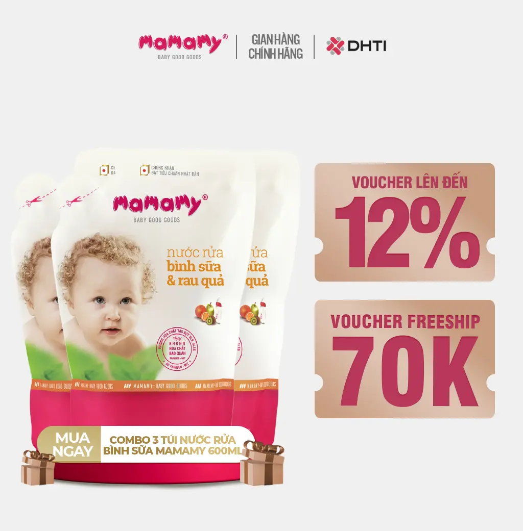 Túi nước rửa bình sữa Mamamy chính hãng, an toàn cho bé từ sơ sinh, rửa được rau củ quả thành phần thiên nhiên