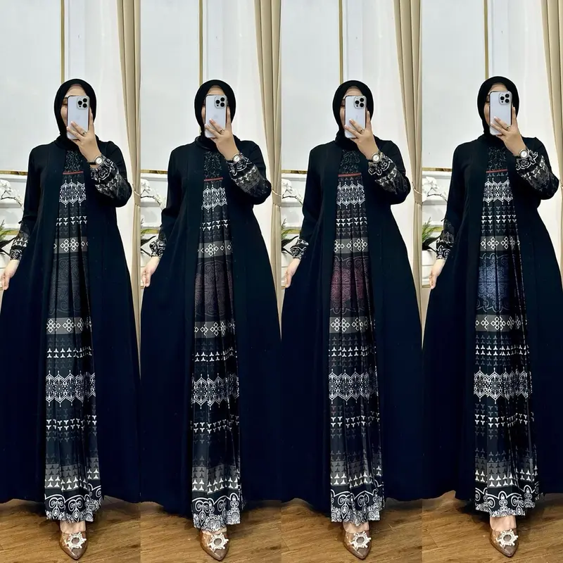 Rilza store gamis Lebaran 2025 silk import terbaru kekinian gamis pesta kondangan terbaru Muslim Wanita Dress Mewah Maxi Remaja Dewasa Syari Crinkle Mutiara 0