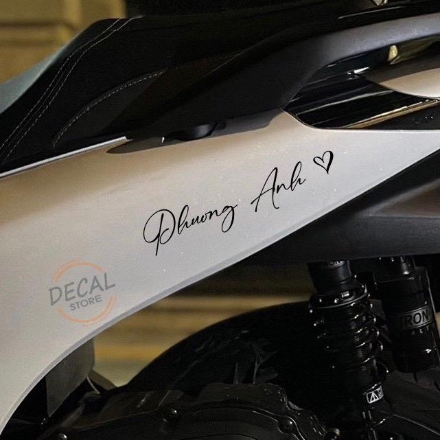 Tem tên dán xe decal bền đẹp chống nước nhắn tên cho shop khi đặt hàng