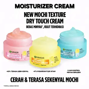 Garnier Mochi Cream Moisturizer Pink Kuning Biru 30ml 50ml Mencerahkan Melembabkan Wajah Bebas Minyak remaja
