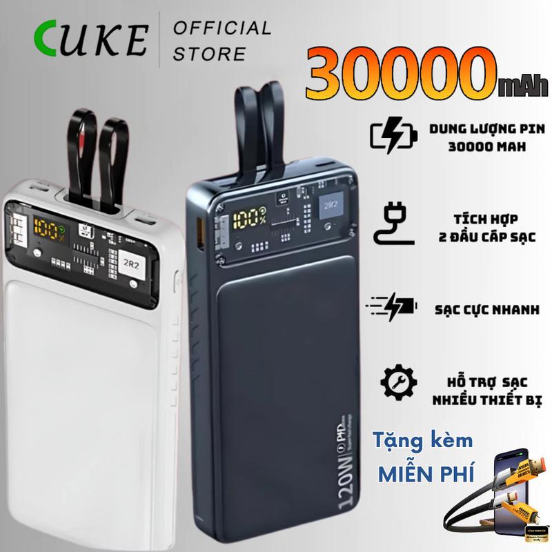 【Bùng nổ 30000mAh Sạc Dự Phòng 20000mAh 30000mAh PKSAIGON PK102 Công Suất Nhanh 100w Dung Lượng Pin Lớn Có Sẵn Dây Tích Hợp