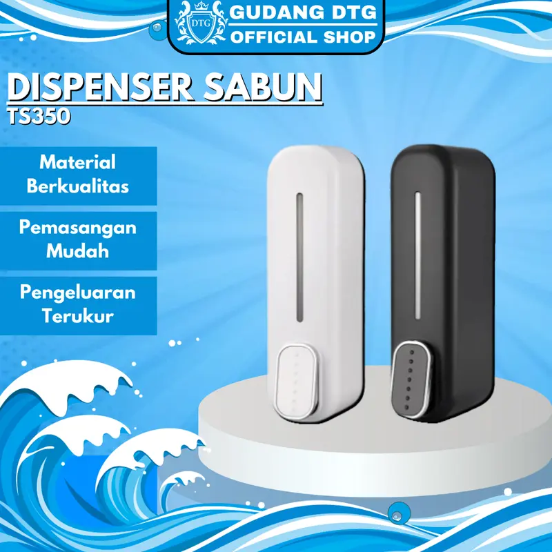 Gudang DTG Tempat Sabun Cair Dispenser Sabun Shampo 350ml Tempat Sabun Cair Aesthetic Liquid Soap Dispenser Single Tempel TS530 0