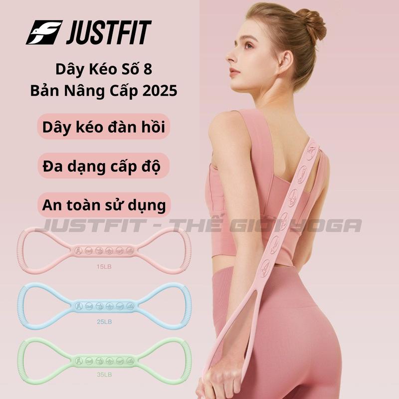 Dây Kháng Lực Số 8 JUSTFIT Bản Nâng Cấp Chất Liệu Silicon Tập Tay, Vai, Lưng, Mông, Kháng Lực Đàn Hồi, Tập Gym, Yoga Tại Nhà