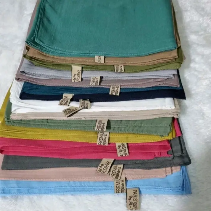 Hijab Segiempat Paris Premium Berkualitas Tinggi Katun Viskosa Lembut Nyaman Kerudung Wanita Muslim Dewasa Square Tebal Instan hijab pashmina segi empat - finishing jahit tepi 7