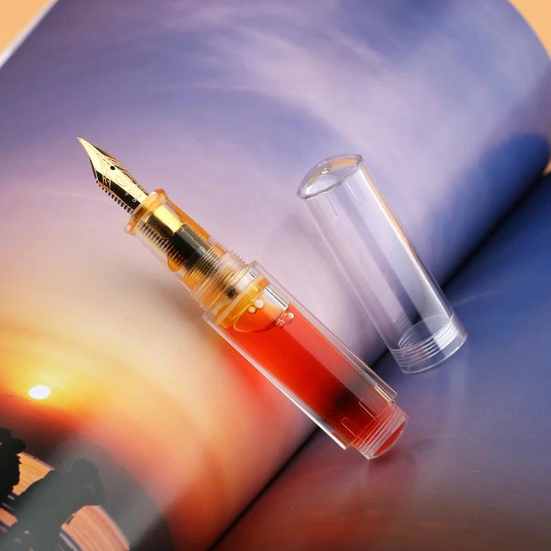 NEW Mini Fountain Pen Pocket-Size Transparent Eyedropper Gift Pens Acrylic EF Writing Ink Pen Writing Gift Set 0