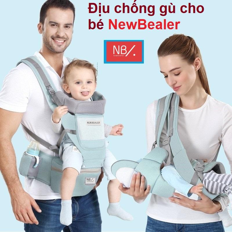 NewBealer Địu ngồi cho bé 0-36 tháng chống gù 9 tư thế thoáng khí chất liệu an toàn dây đai to bản phân bố lực đều chính hãng nhập khẩu