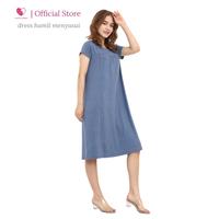 Gambar Baju Busui Friendly model Dress Hamil untuk Bumil dan Ibu Menyusui - Soft denim dari Baju Hamil Menyusui Happymomma Kota Tangerang Selatan 4 Tokopedia