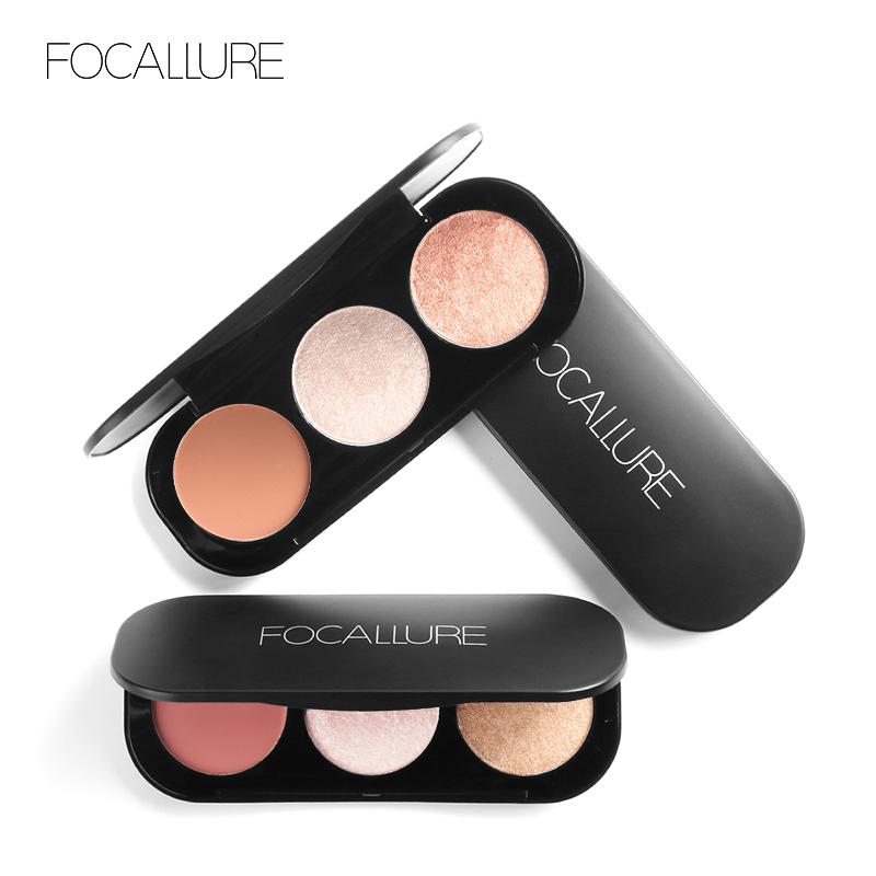 FA26 FOCALLURE 3 in 1 Shimmer Highlighter & Matte Blusher Palette Pow…