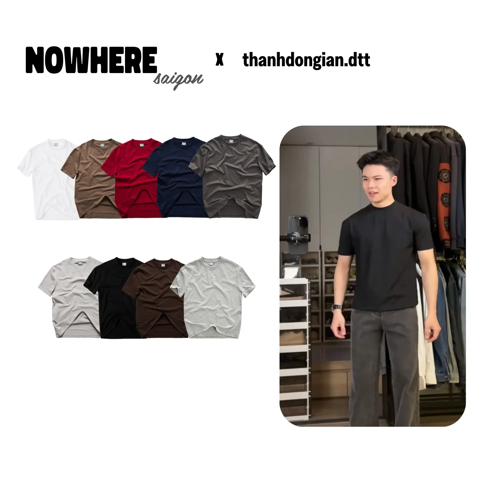 [ Nowhere x Thành Đơn Giản ] Áo Thun NOWHERE From Relaxfit Tôn dáng   VẢI EM PÉ DÀNH CHO NGƯỜI LỚN  - Thời trang  đơn giản, chất liệu cao cấp