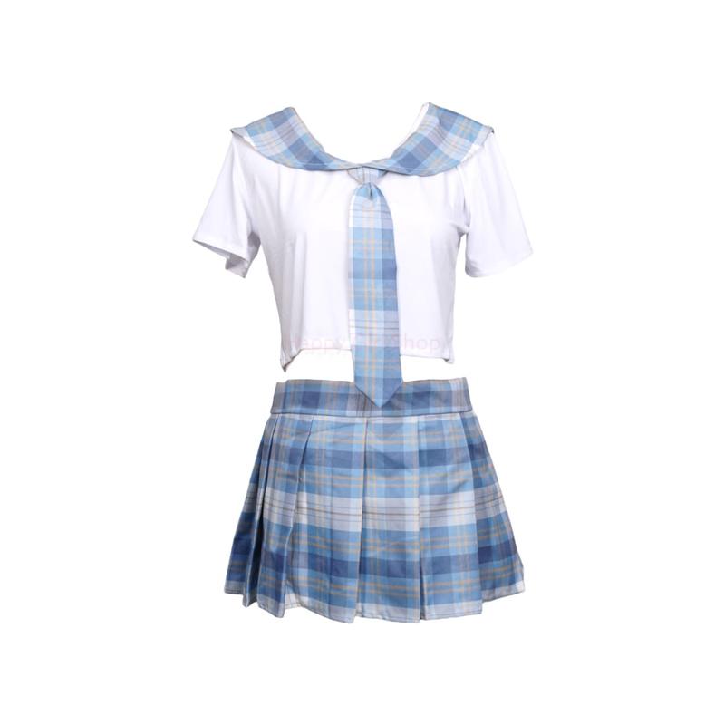 Product Introduction of [ Racun Lingerie ] Cosplay Custome Wanita Dewasa Remaja Korean Students Style Fit Kaos Seragam Mini Rok Kotak Kotak Include Dasi Cotton Blends KOREAN GIRL 1