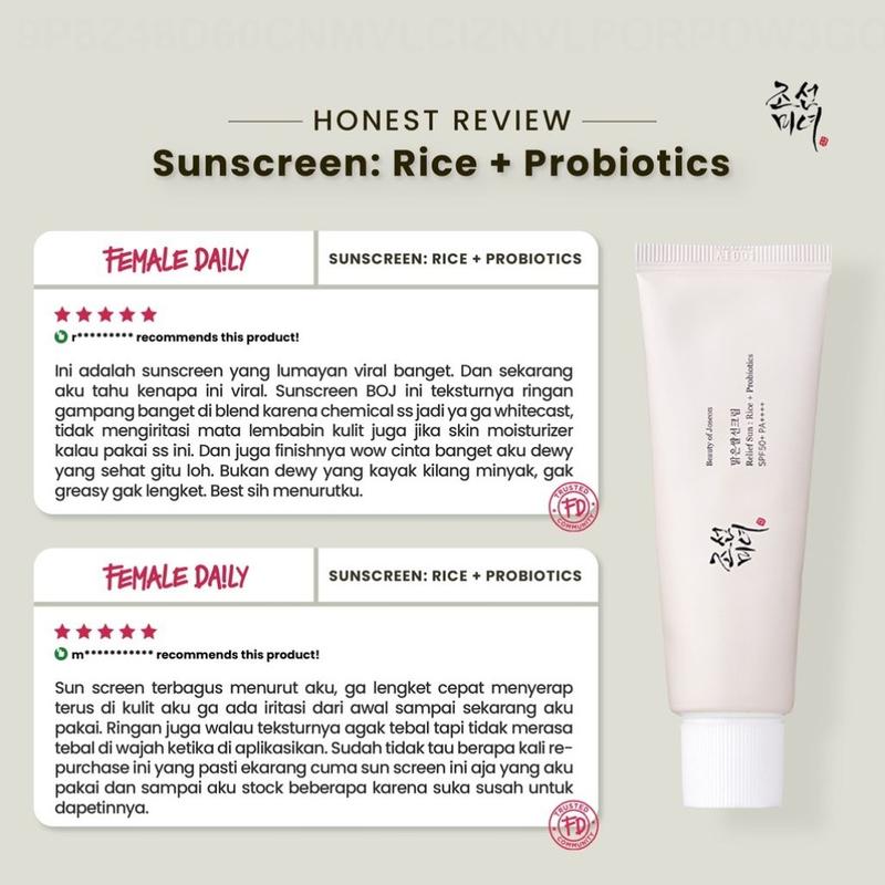 Beauty of Joseon Sunscreen SPF50+ PA++++ Relief Sun Rice + Probiotics skincare korea joseon 50ml 1R6DIR 7