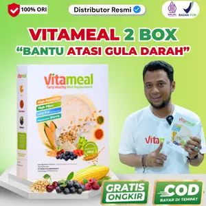 Paket 2 Box Vitameal Original - Sereal Sehat Pengganti Sarapan untuk Bantu Turunkan Angka Gula,  Diabet, Ringankan Keluhan Magh/Asam Lambung dan Kolesterol - Vitamil Oatmeal, Granola, Cereal Alami, BPOM Susu Food