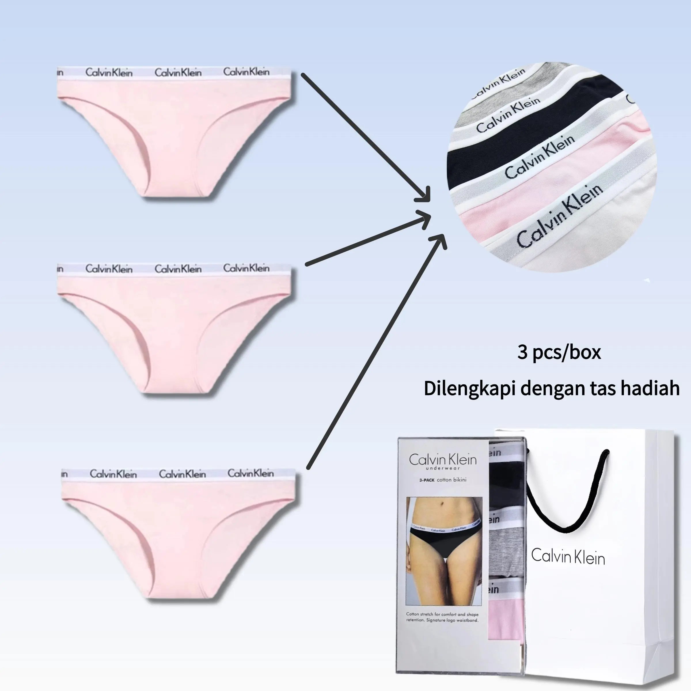 Gaya B (Merah muda + Merah muda + Merah muda)