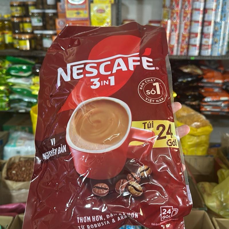 2 túi cafe Nescafe sữa 3in 1 vị nguyên bản Coffee cà phê nestle ống original cafe  net bịch 24 gói bấm nút americano 247 muối rơm positive brand passion temcafe kopi instan min