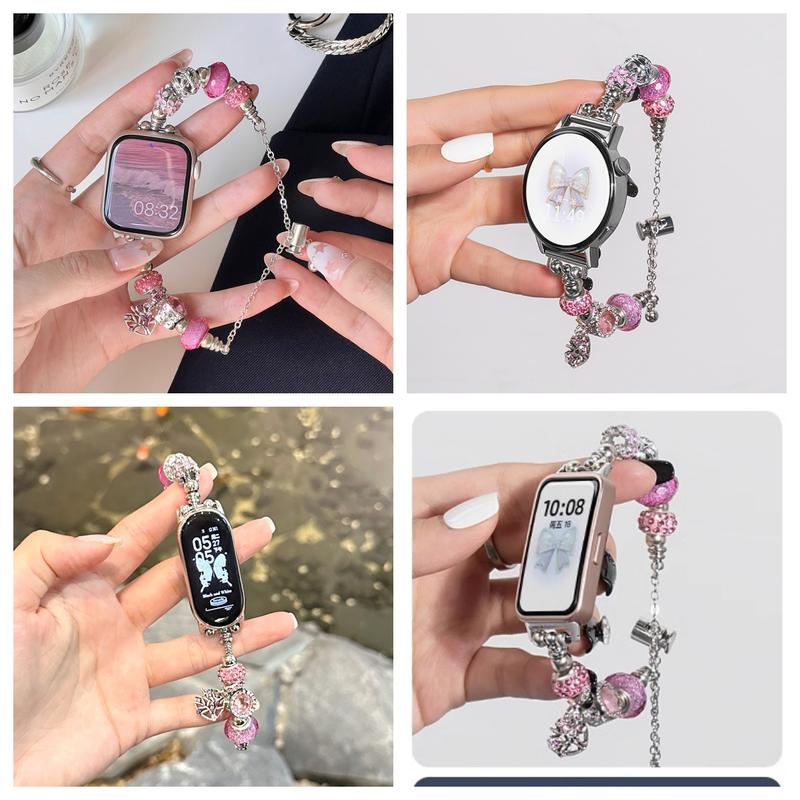 ROJO FOX Pink Pearl Gelang Tali Jam Elegan Strap tali jam tangan smartwatch iWatch Women's Watch Bands | Stylish Straps 3