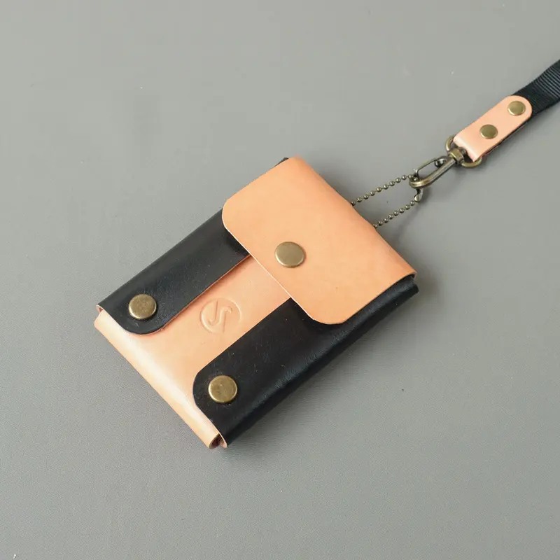 SOANC - Tuxedo Black Lanyard Name Tag ID Card Holder Kulit Sapi Asli 3