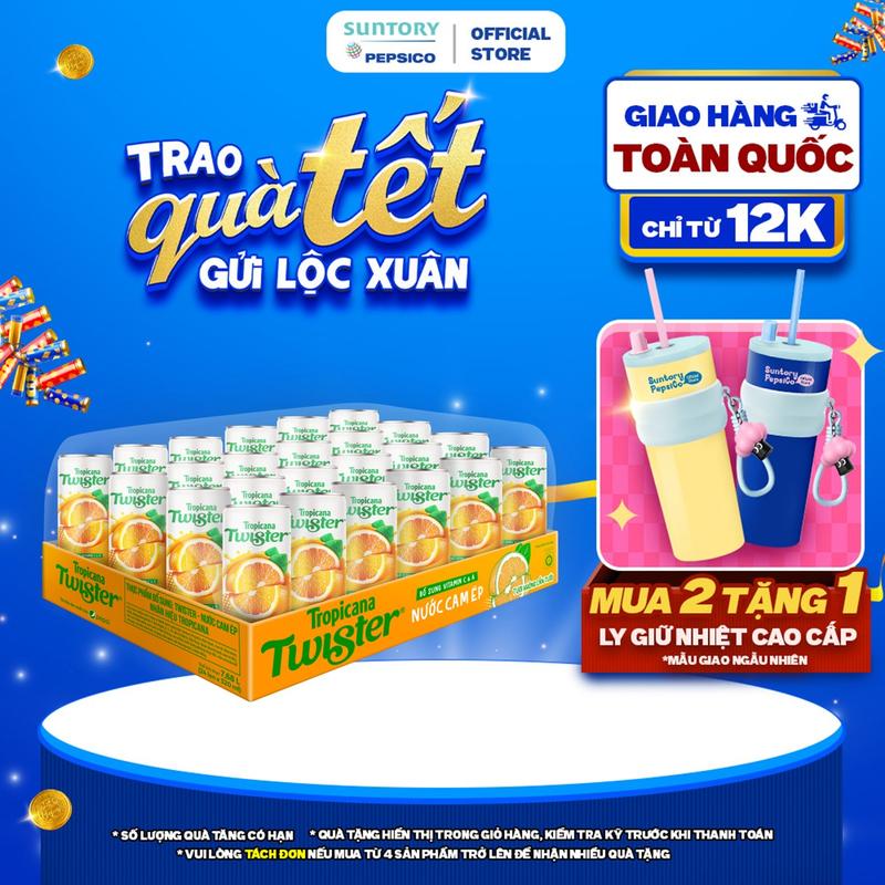  Thùng 24 Lon Nước Trái Cây Twister Cam  320ml lon  